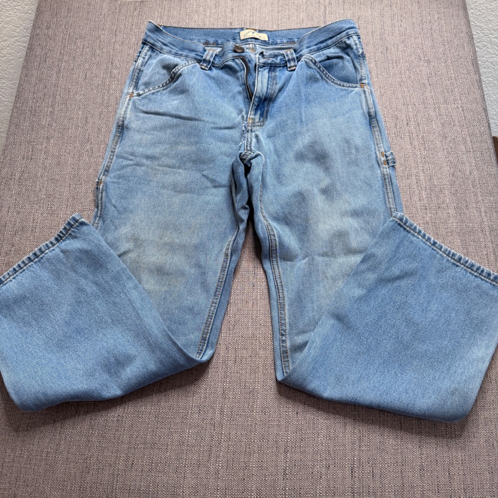 Blue Mountain Mens Carpenter Jeans 32x30 Light Wash Cotton Denim Utility Pants